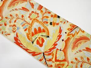 アンティーク　花更紗模様織り出し袋帯（材料）